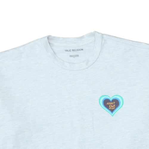 True Religion Men's Grey Heart Graphic Cotton T-Shirt Size S