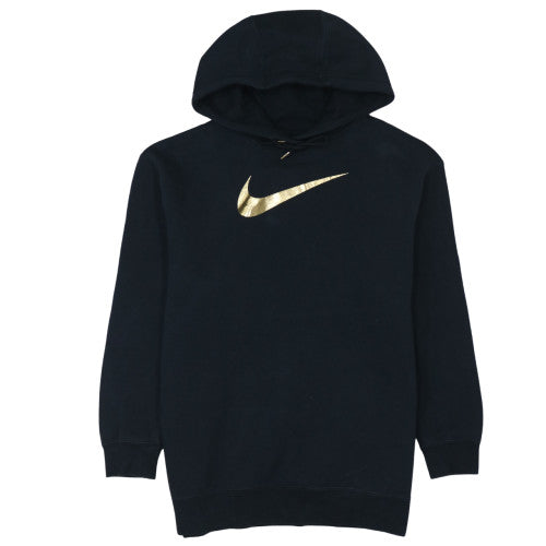 Nike Women Black Gold Logo Pullover Hoodie XS