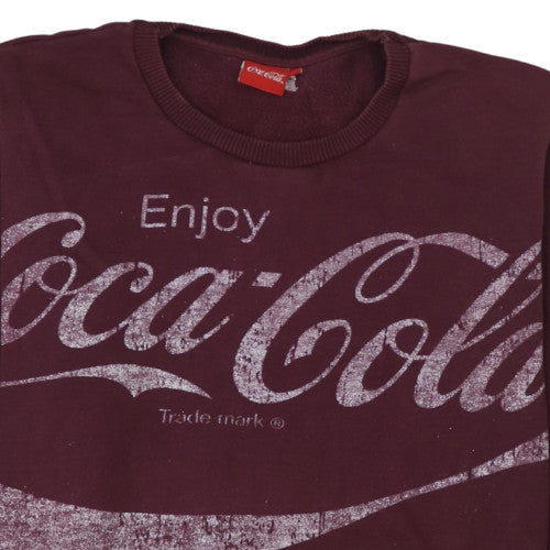 Coca-Cola Mens Red Pullover Crew Neck Sweatshirt L Graphic Print