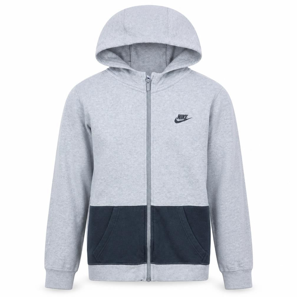 Nike Boys Grey Colourblock Full Zip Hoodie XL 13-15 Years Fleece