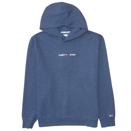 Tommy Jeans Men's Blue Pullover Hoodie L Logo Cotton Blend