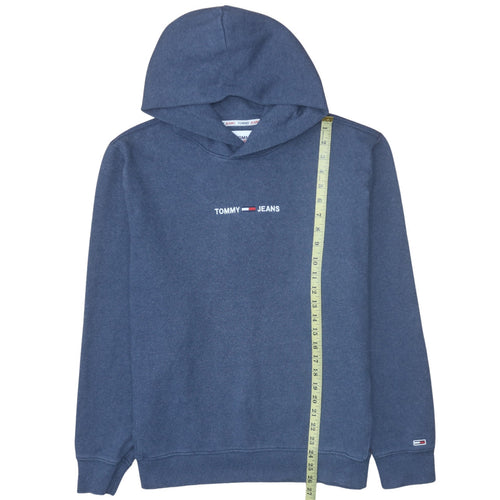 Tommy Jeans Men's Blue Pullover Hoodie L Logo Cotton Blend