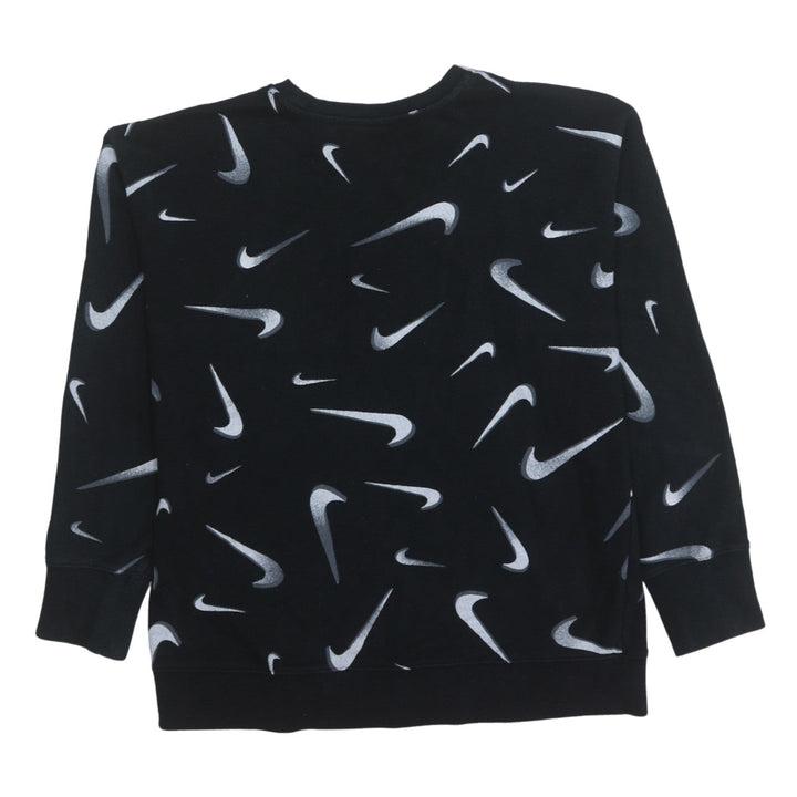 Nike Boys Black XL Pullover Sweatshirt with Swoosh Logo Print