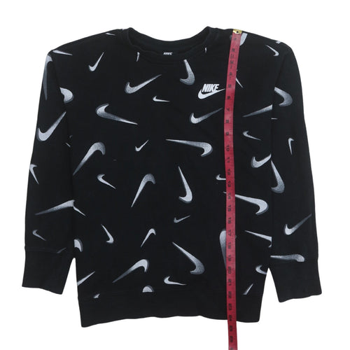 Nike Boys Black XL Pullover Sweatshirt with Swoosh Logo Print