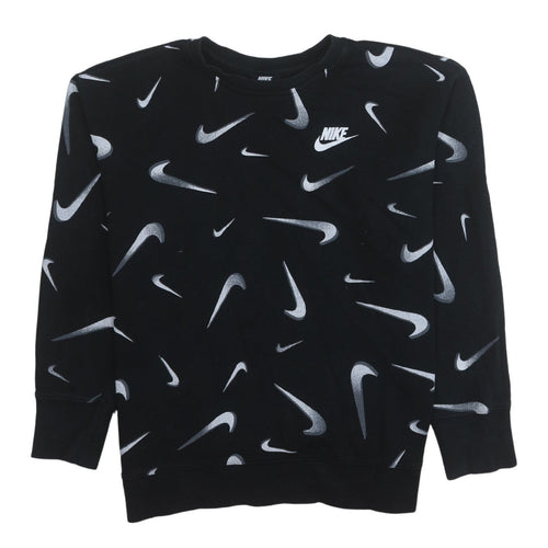 Nike Boys Black XL Pullover Sweatshirt with Swoosh Logo Print
