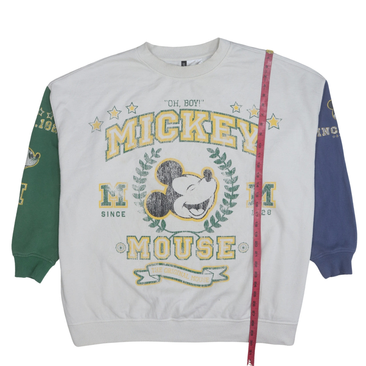 H&M Disney Mickey Mouse White Colourblock Sweatshirt Women 16 Relaxed Fit