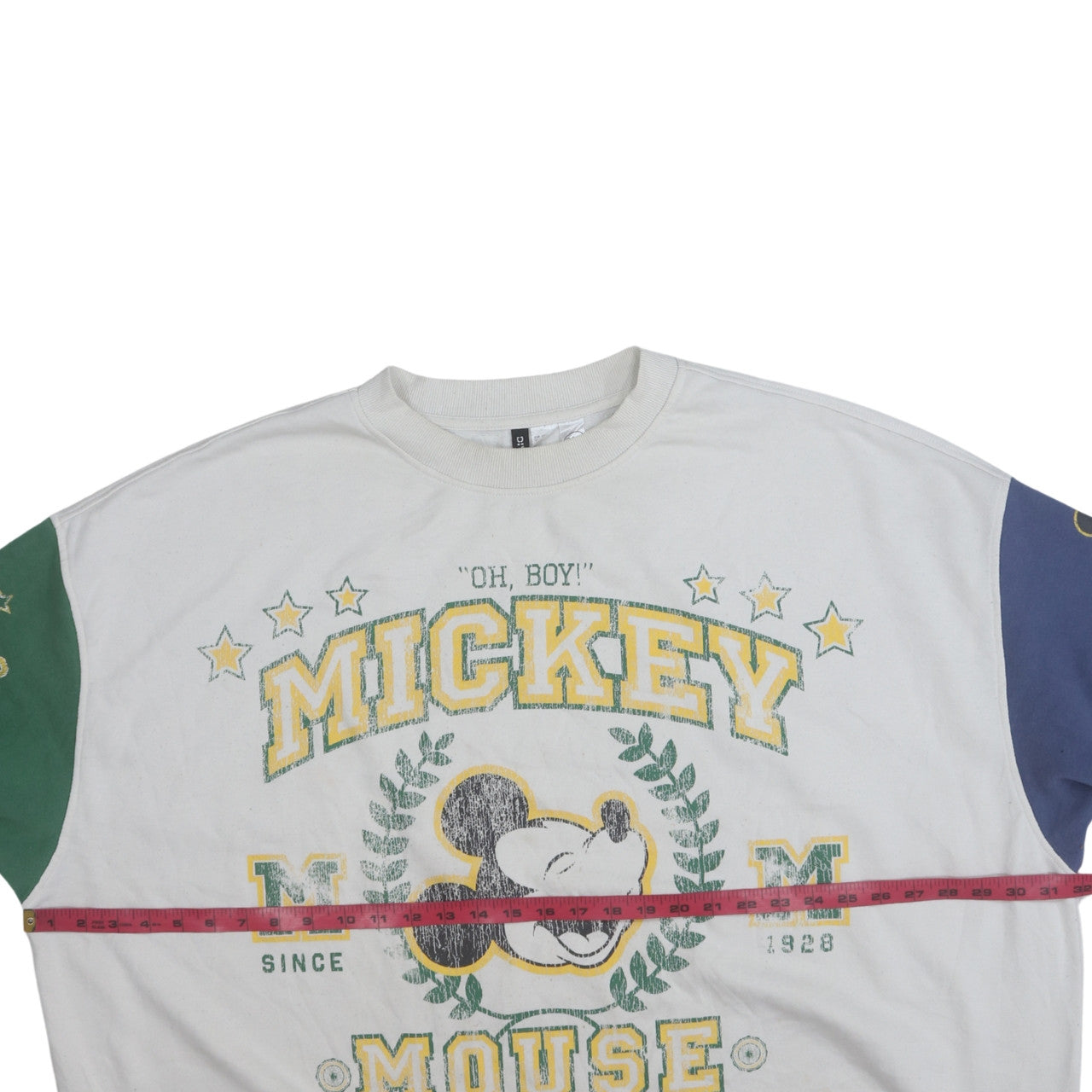 H&M Disney Mickey Mouse White Colourblock Sweatshirt Women 16 Relaxed Fit