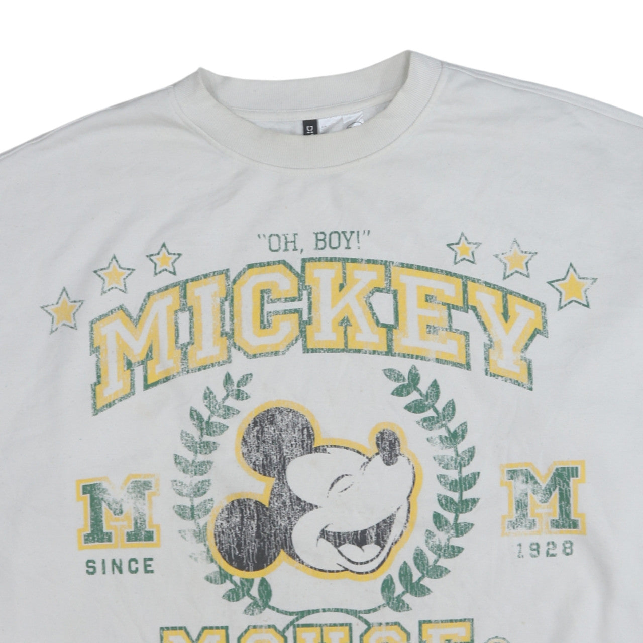H&M Disney Mickey Mouse White Colourblock Sweatshirt Women 16 Relaxed Fit