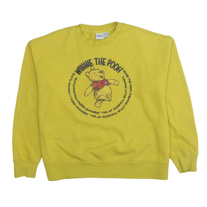 Disney Women Yellow Winnie the Pooh Pullover Sweatshirt Size 10/12