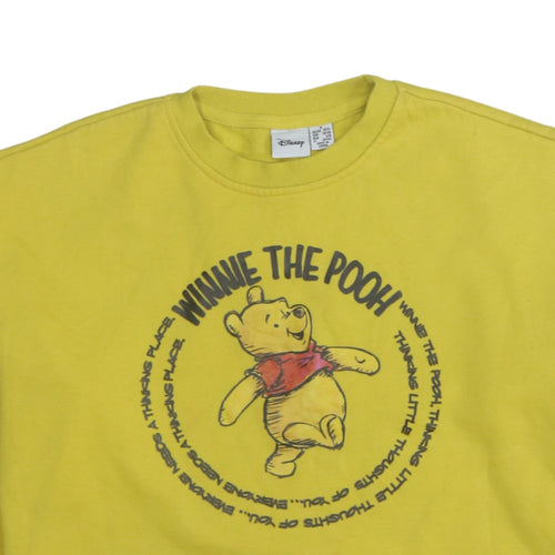 Disney Women Yellow Winnie the Pooh Pullover Sweatshirt Size 10/12