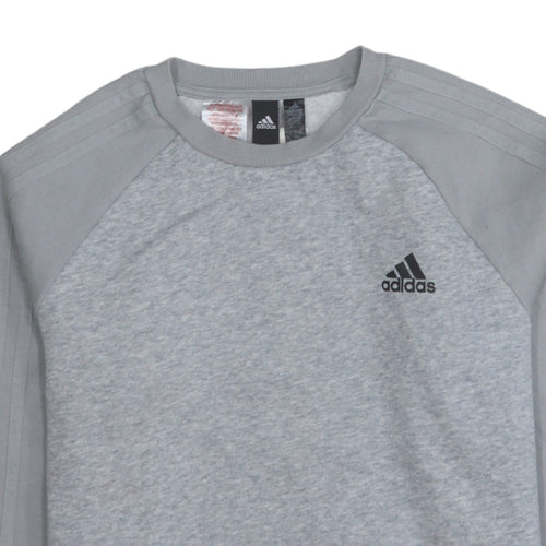Adidas Boys Grey Pullover Sweatshirt 13-14 Years Crew Neck Fleece Jumper
