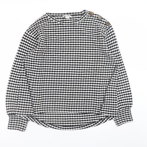 Oasis Women's Black & White Geometric Knit Long Sleeve Pullover Jumper Size S