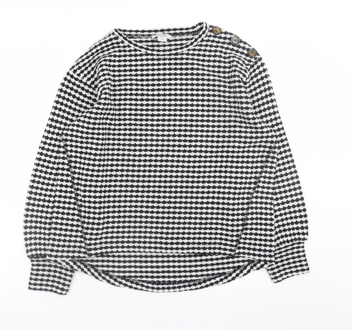 Oasis Women's Black & White Geometric Knit Long Sleeve Pullover Jumper Size S