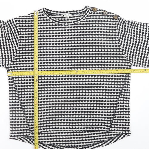 Oasis Women's Black & White Geometric Knit Long Sleeve Pullover Jumper Size S