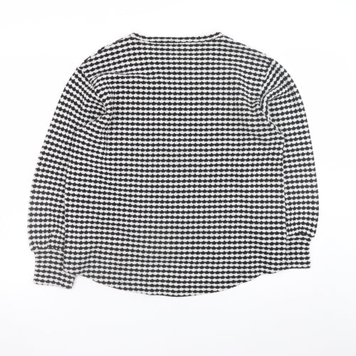 Oasis Women's Black & White Geometric Knit Long Sleeve Pullover Jumper Size S