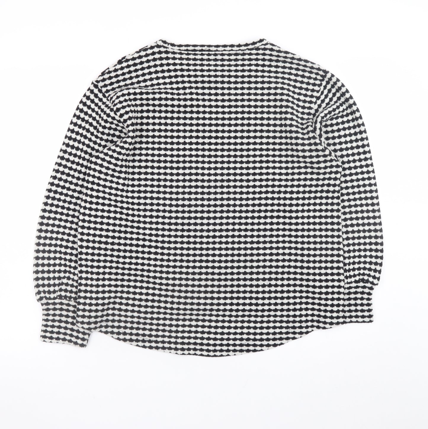 Oasis Women's Black & White Geometric Knit Long Sleeve Pullover Jumper Size S