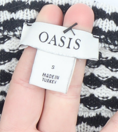 Oasis Women's Black & White Geometric Knit Long Sleeve Pullover Jumper Size S