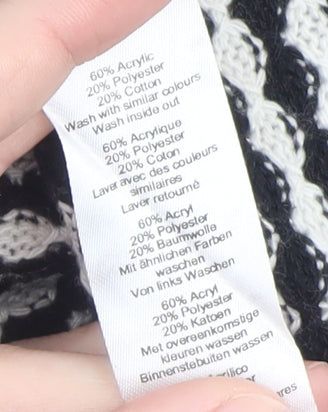 Oasis Women's Black & White Geometric Knit Long Sleeve Pullover Jumper Size S