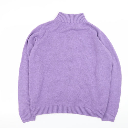 Isle Womens Purple Full Zip Cable Knit Jumper L 18-20