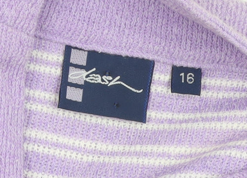 Kash Womens Purple Size 16 Full Zip Knit Casual Jacket