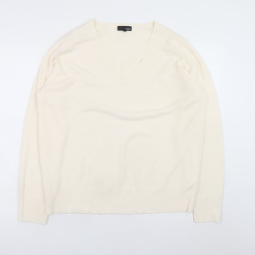 Next Men's Ivory V-Neck Acrylic Knit Jumper L