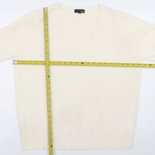 Next Men's Ivory V-Neck Acrylic Knit Jumper L