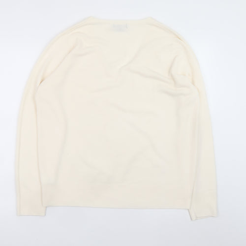 Next Men's Ivory V-Neck Acrylic Knit Jumper L