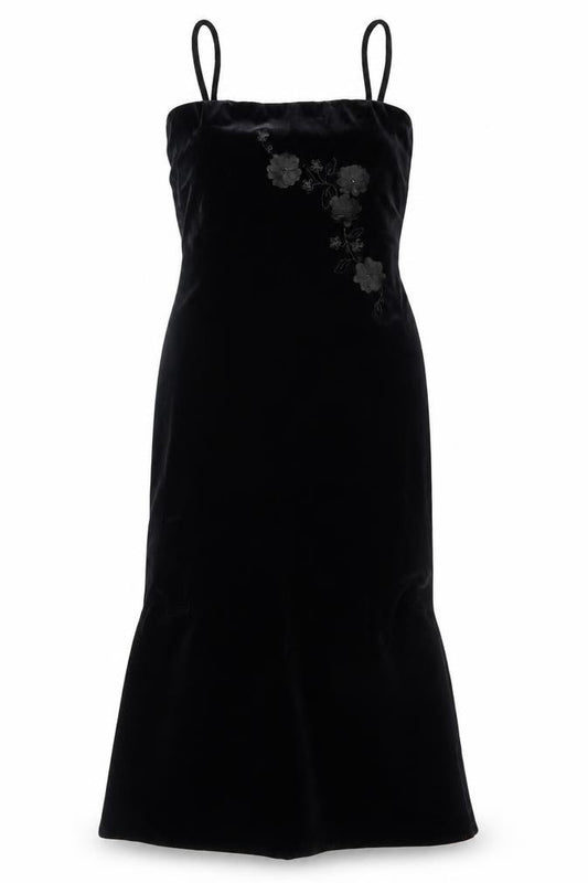 Front view of Gina Bacconi Women's Black Velvet Mermaid Dress, size 12