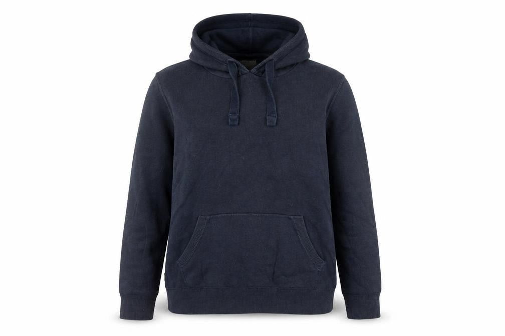 Front view of Superdry Studios Women Navy Blue Pullover Hoodie, size 10