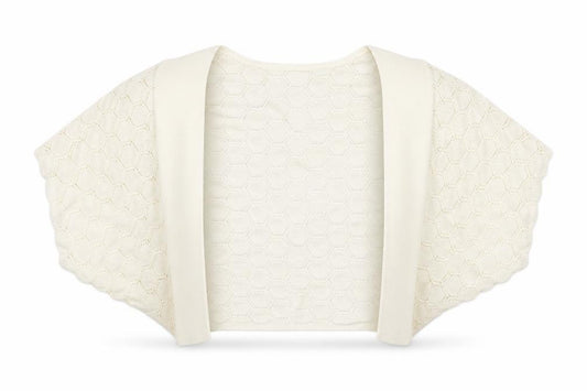 Front view of Grace Karin Women’s Ivory Open-Knit Shrug S Lightweight Viscose