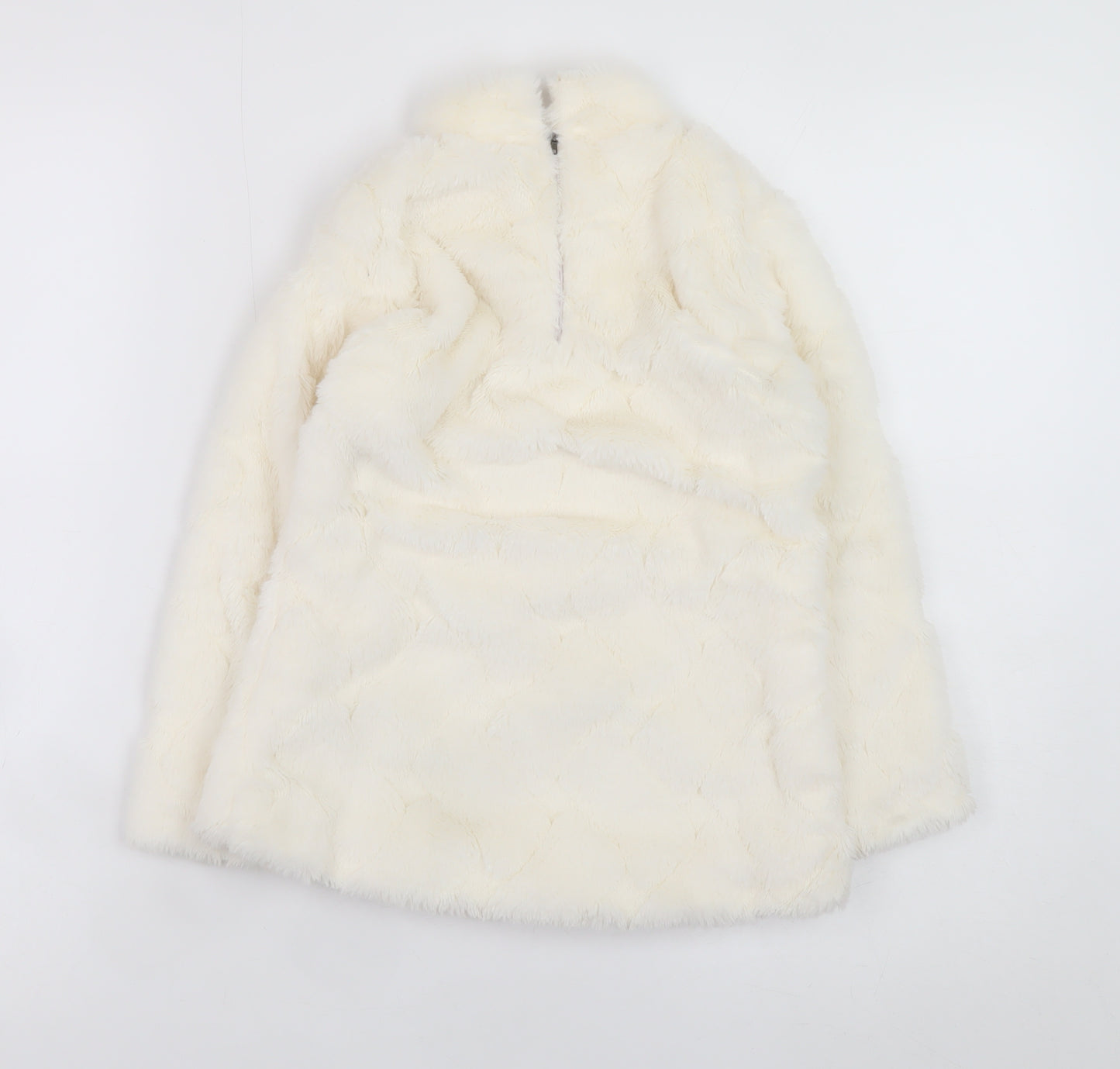 Victoria Originals Girls Ivory Faux Fur Sequin Pullover Sweatshirt 2 Years