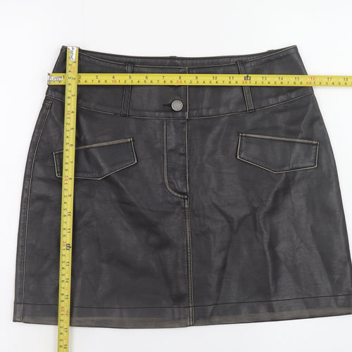 b.young Women’s Black Faux Leather Mini Skirt Size 8 High Waist
