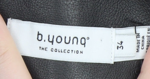 b.young Women’s Black Faux Leather Mini Skirt Size 8 High Waist