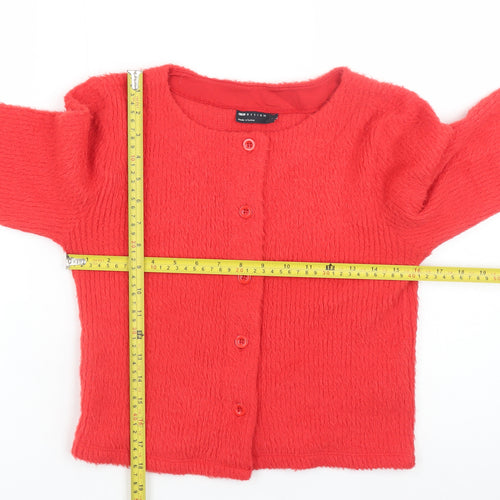 ASOS DESIGN Women Red S Crew Neck Button Cardigan