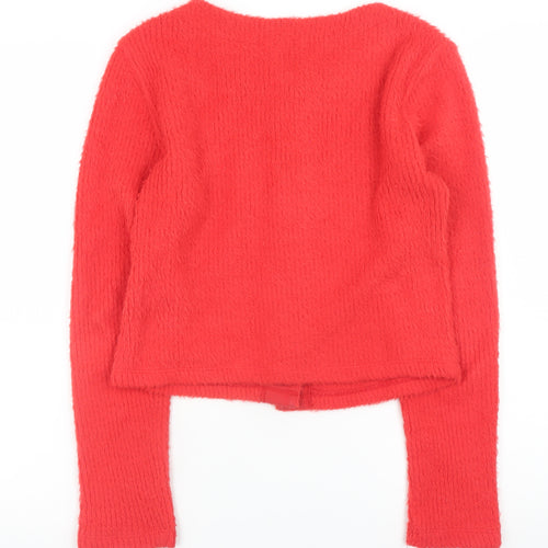 ASOS DESIGN Women Red S Crew Neck Button Cardigan