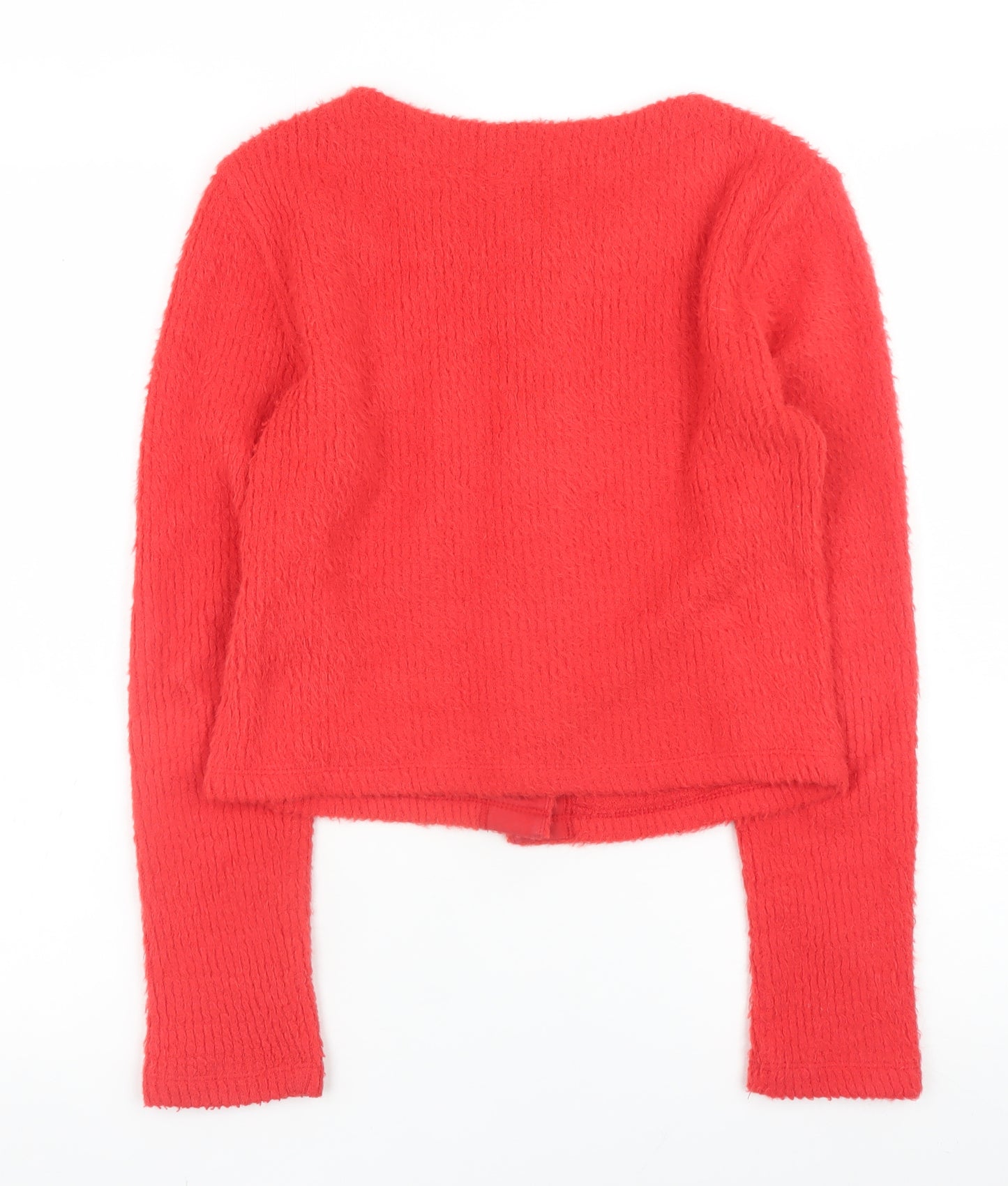ASOS DESIGN Women Red S Crew Neck Button Cardigan