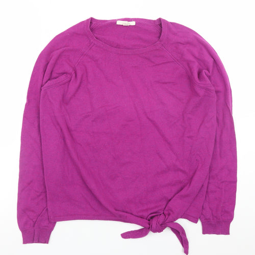 White Stuff Women's Purple Merino Wool Blend Pullover Jumper Size 14