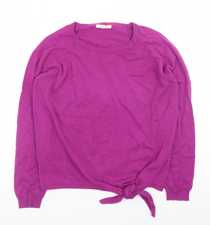 White Stuff Women's Purple Merino Wool Blend Pullover Jumper Size 14
