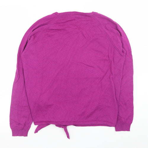 White Stuff Women's Purple Merino Wool Blend Pullover Jumper Size 14