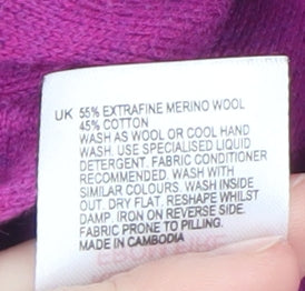 White Stuff Women's Purple Merino Wool Blend Pullover Jumper Size 14
