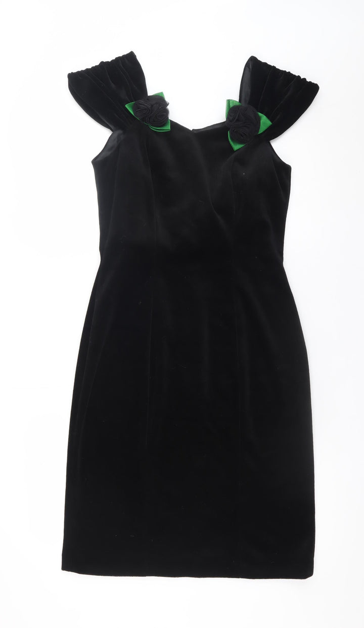 Principles Women Black Velvet Sheath Dress Size 12 Formal Evening