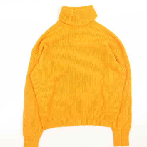 River Island Womens Yellow Roll Neck Ribbed Knit Jumper XS