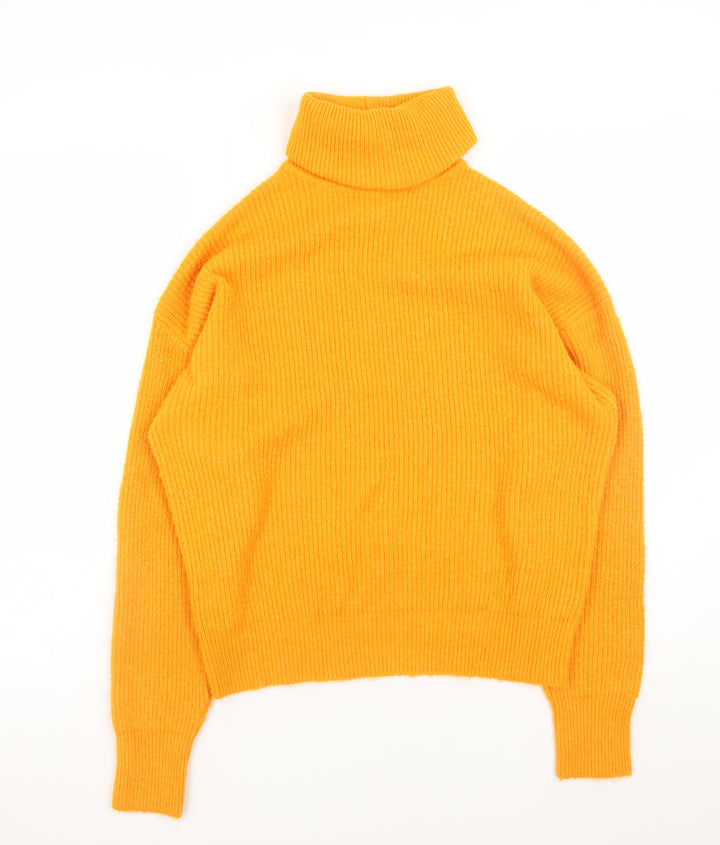 River Island Womens Yellow Roll Neck Ribbed Knit Jumper XS