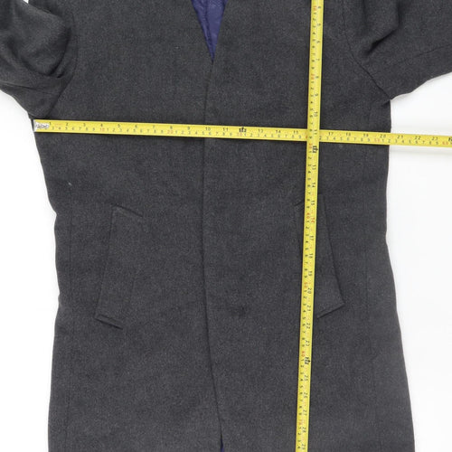 JIANYI Men's Grey Wool Blend Mid-Length Overcoat M