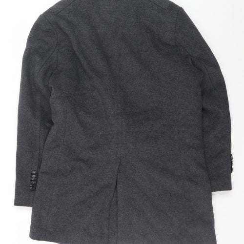 JIANYI Men's Grey Wool Blend Mid-Length Overcoat M