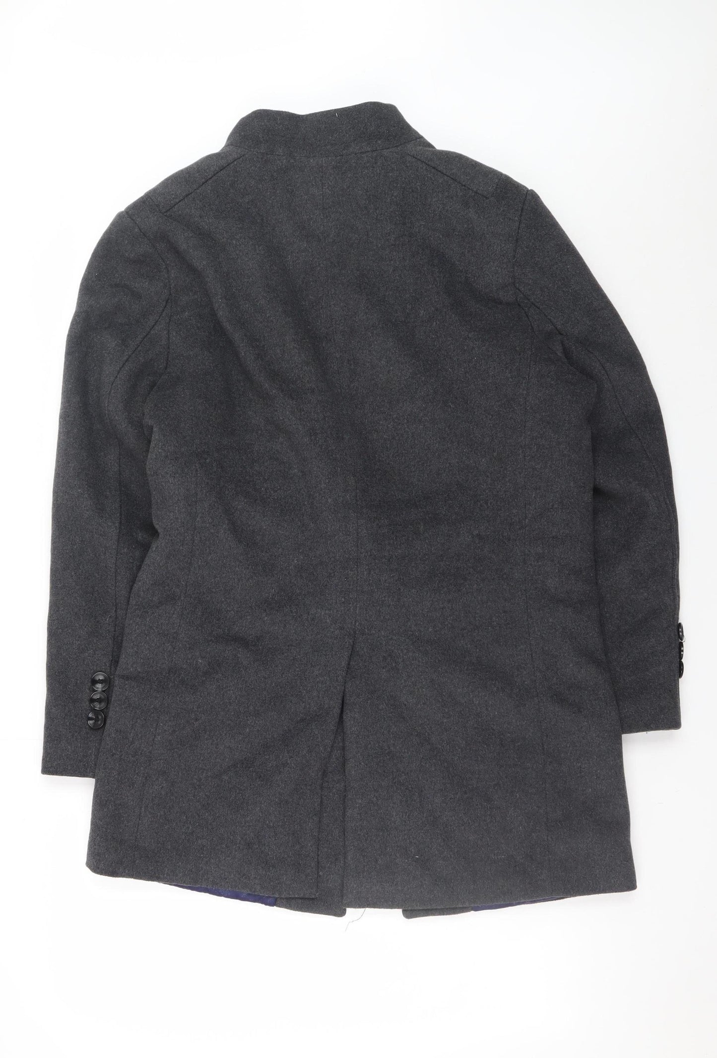 JIANYI Men's Grey Wool Blend Mid-Length Overcoat M