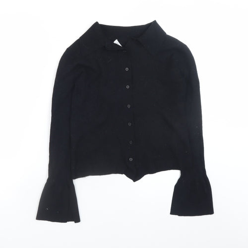 & Other Stories Women Black Wool Collared Button Cardigan Size S
