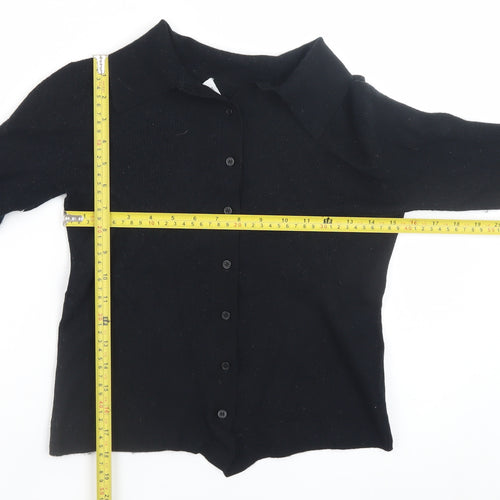 & Other Stories Women Black Wool Collared Button Cardigan Size S