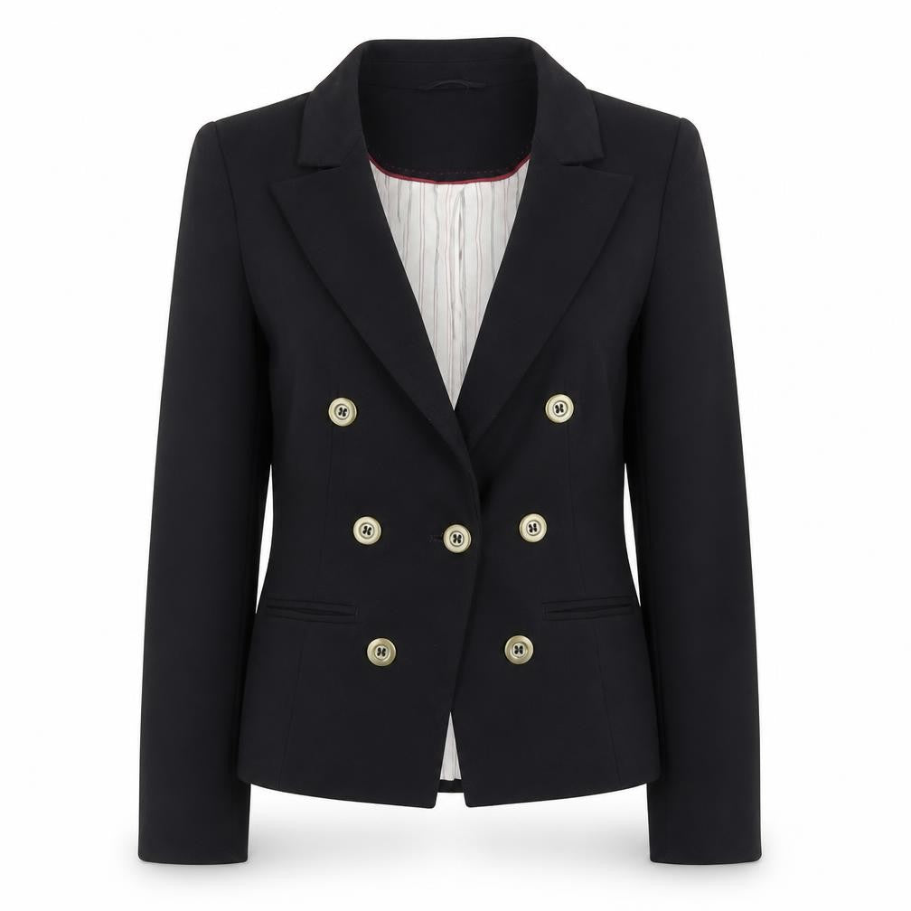 Front view of Next Women's Black Slim Fit Double Breasted Blazer, size 10