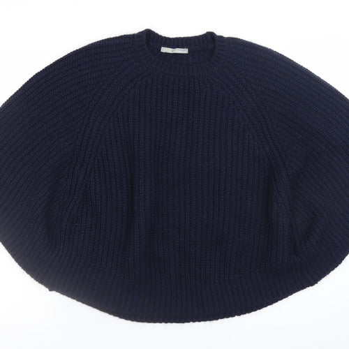 Marks and Spencer Women’s Blue Chunky-Knit Cape Jumper Size S